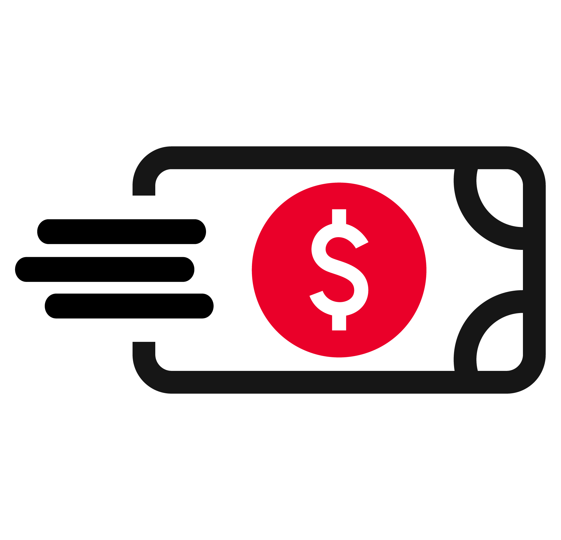 Fast business financing icon of banknote in motion, showing quick SME loan approval and disbursal on Boost SME banking